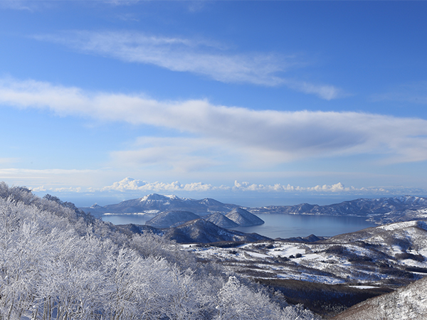 Summit of Mt. Isola - view of Lake Toya