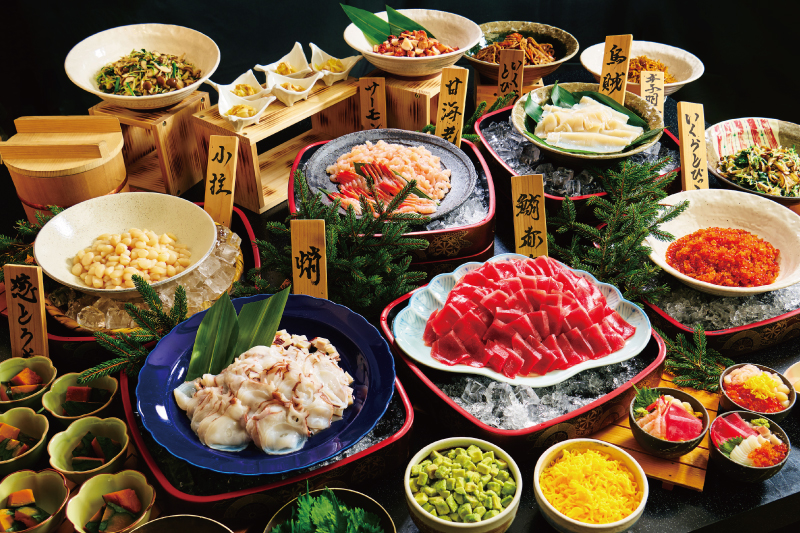 早餐是期间限定的日式自助餐。健康美味的料理迎接舒适的早晨